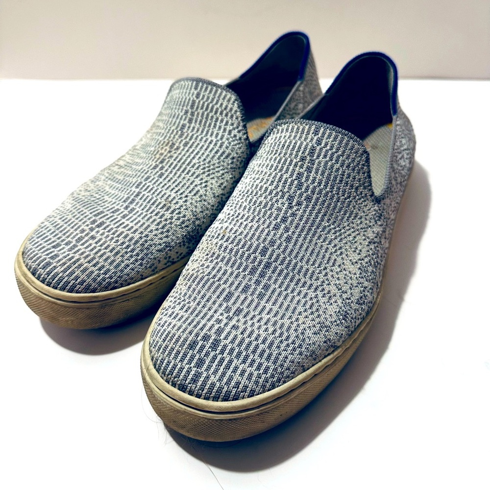 Rothy's The Original Slip On Sneaker White Gray Opal Python Women Sz 9.5